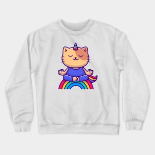 Cat Unicorn Doing Yoga Cartoon Vector Icon Illustration Crewneck Sweatshirt